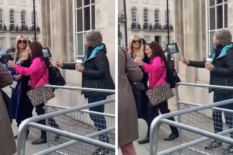 Paris Hilton crosses union picket line at BBC's Broadcasting House